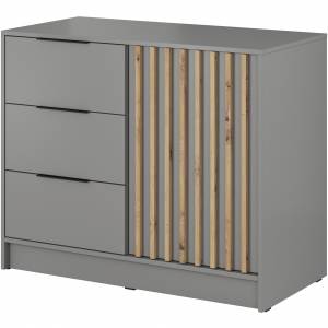 Komoda dwudrzwiowa z lamelami NIKO 105 cm szara